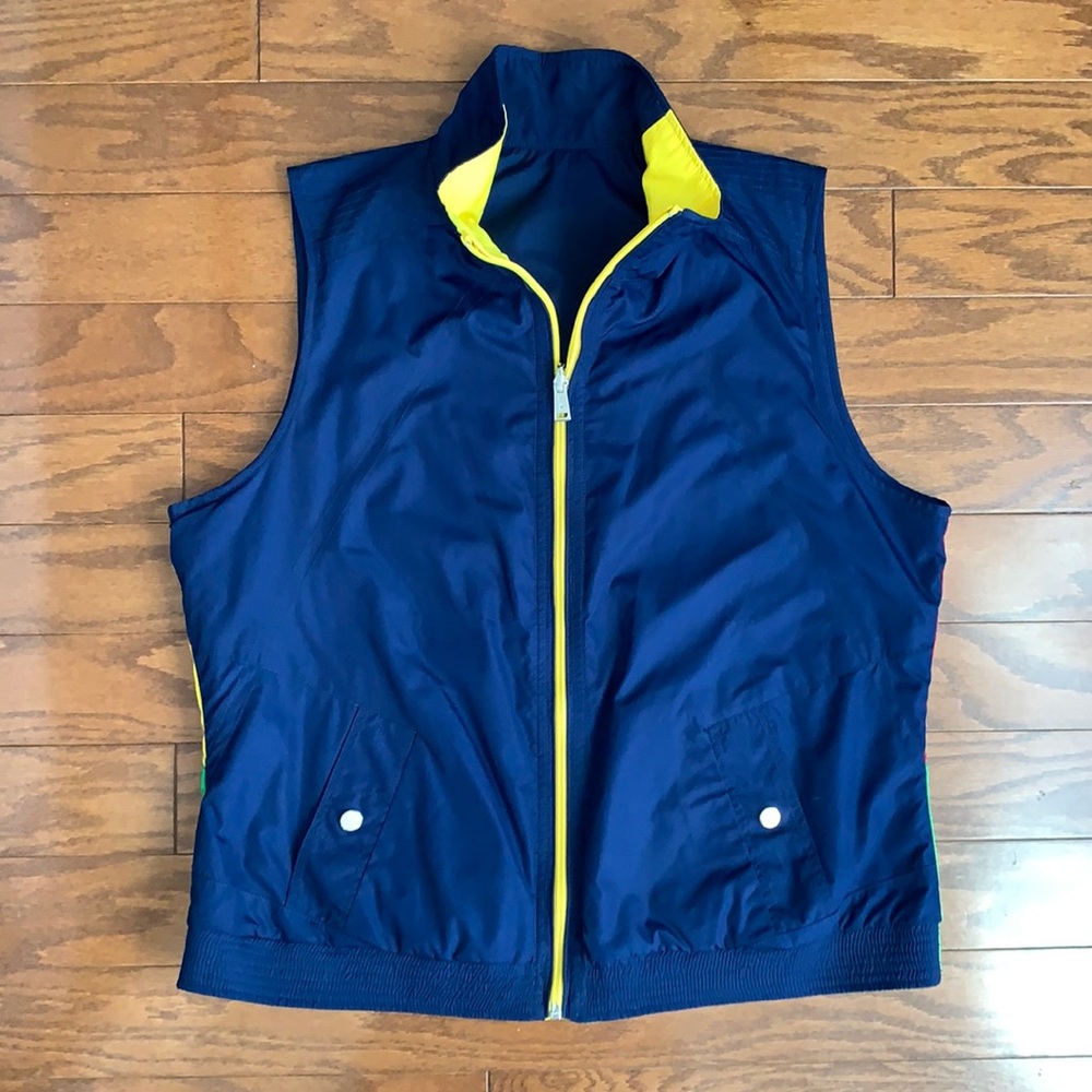 Vintage Lauren Ralph Lauren Reversible Color Block Zip Up Vest 90s Sporty large - Picture 2 of 14